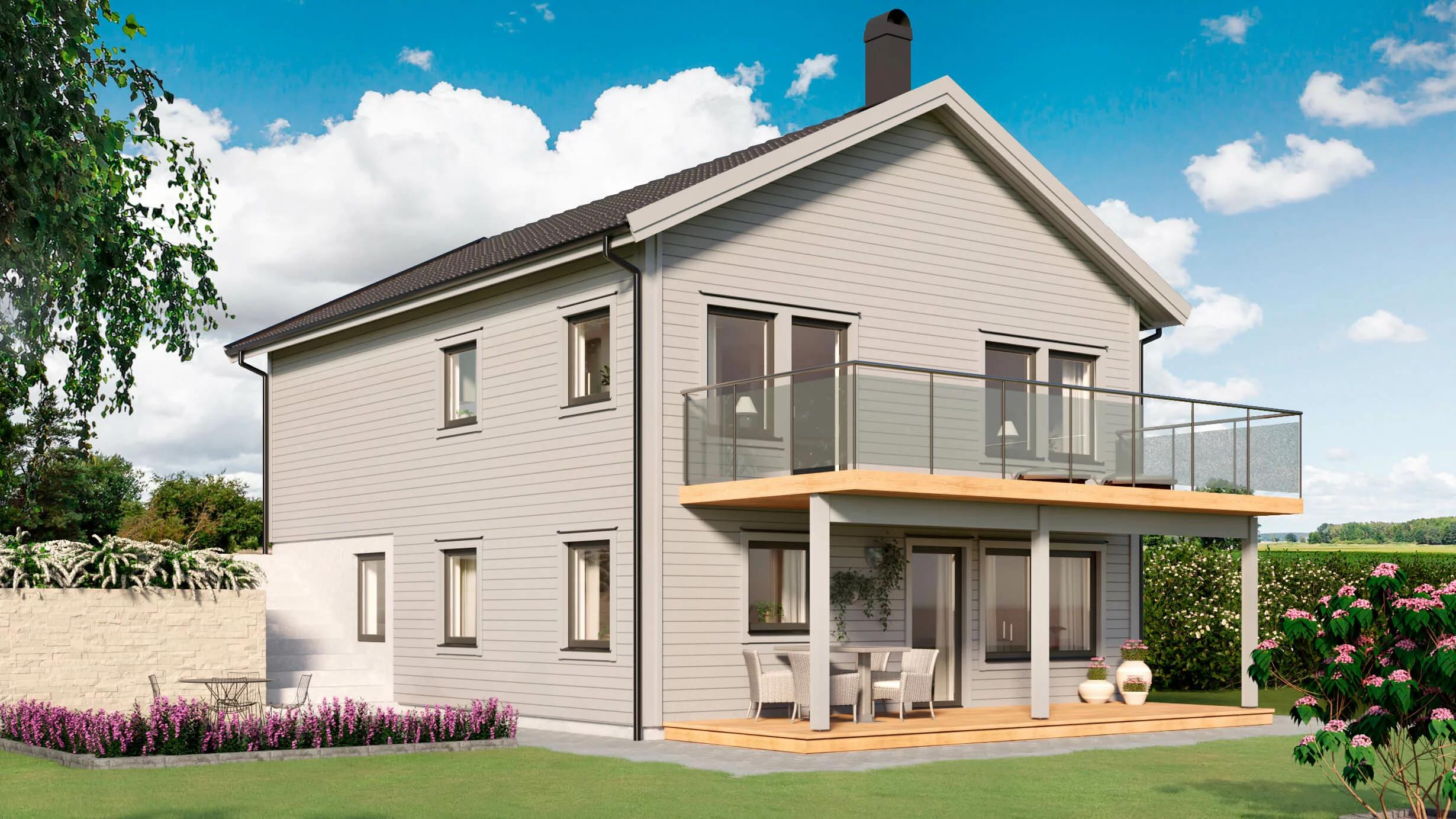 trivselhus sluttningshus villa backatorp fasad