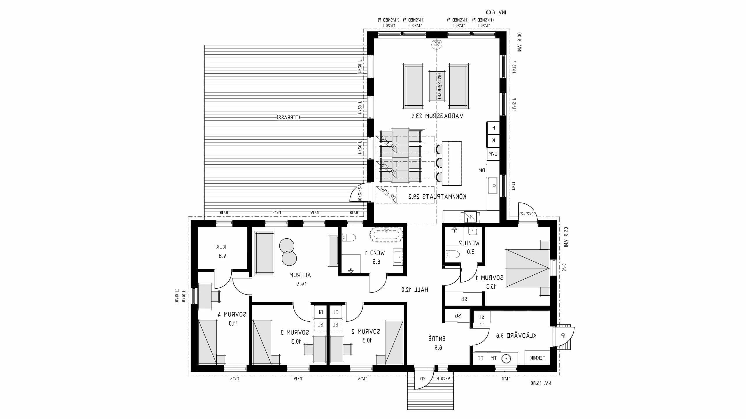 trivselhus villa brantevik planlösning 2D spegelvänd