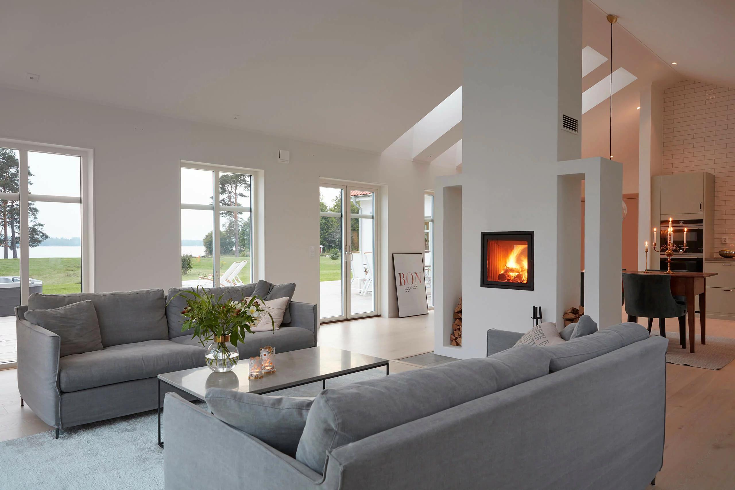 trivselhus villa österlen vardagsrum