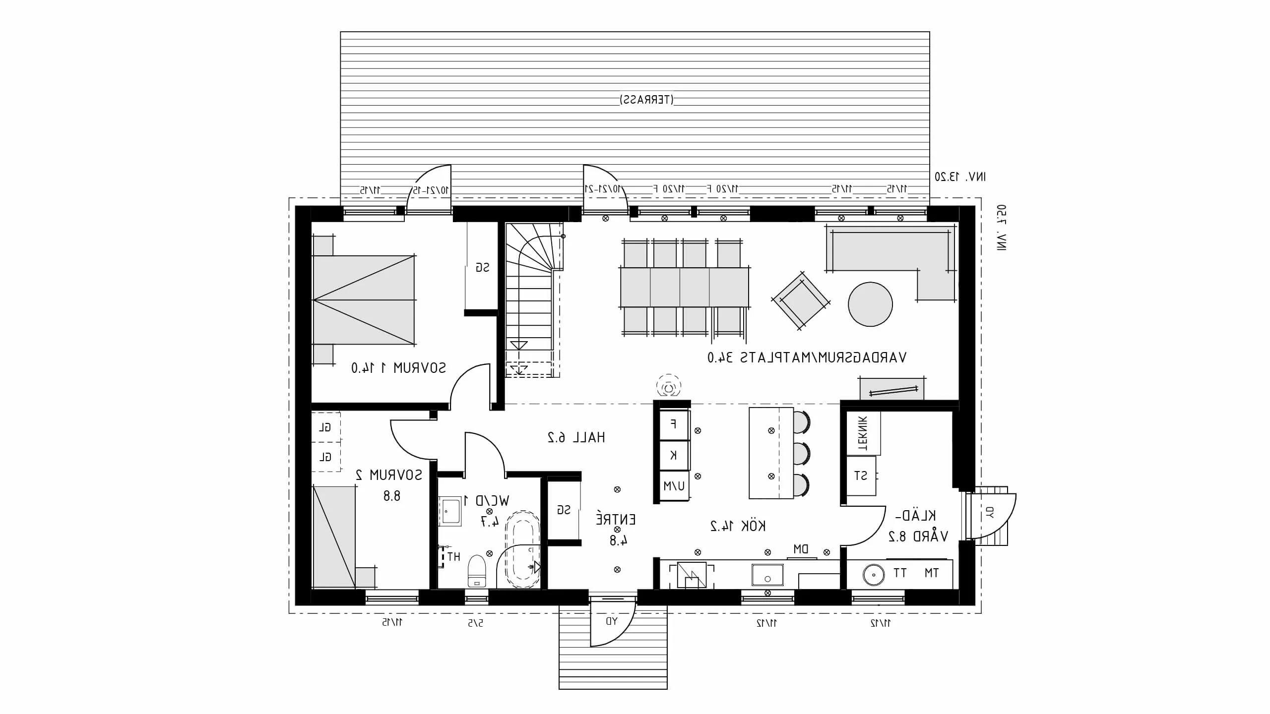 trivselhus stella 99 planlösning 2D V1 spegelvänd