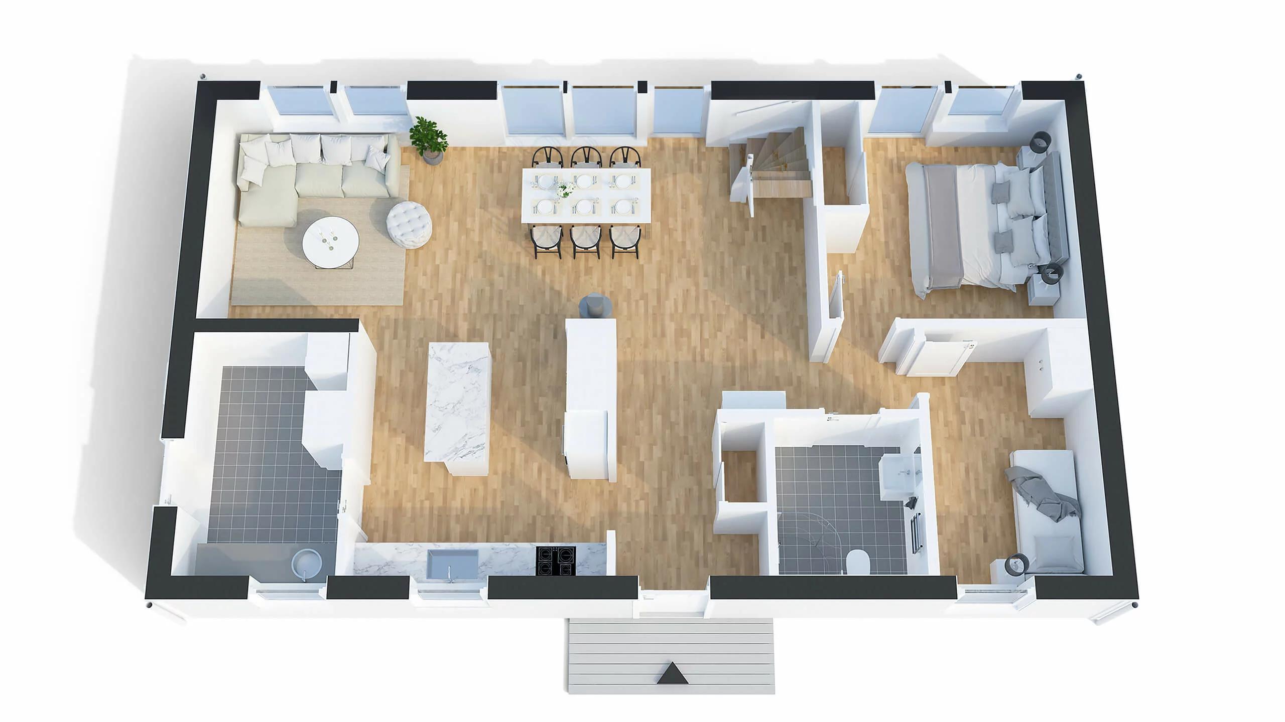 trivselhus stella 99 planlösning 3D V1