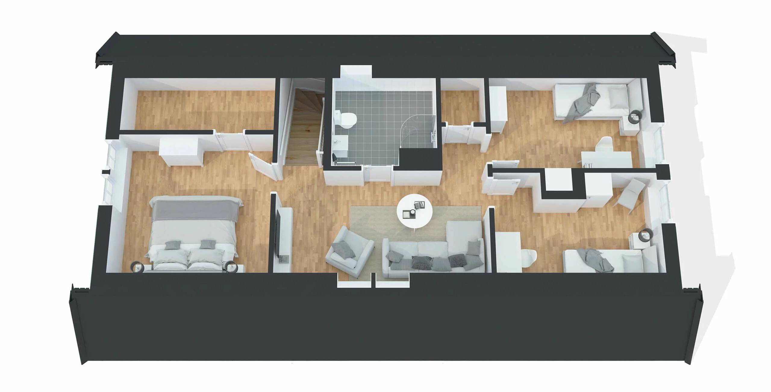 trivselhus stella 99 planlösning 3D V2 spegelvänd