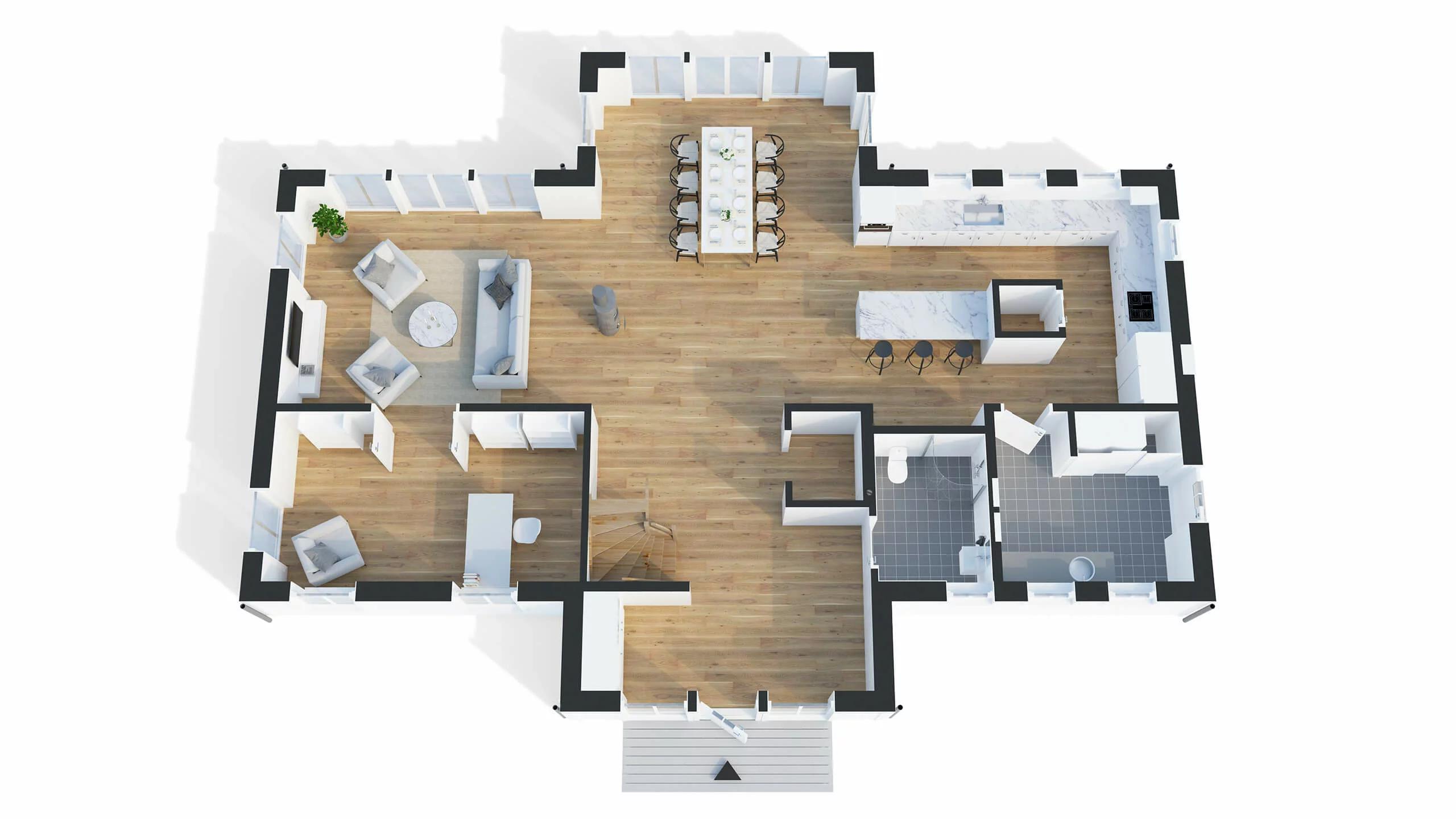 trivselhus villa danderyd planlösning 3D entréplan