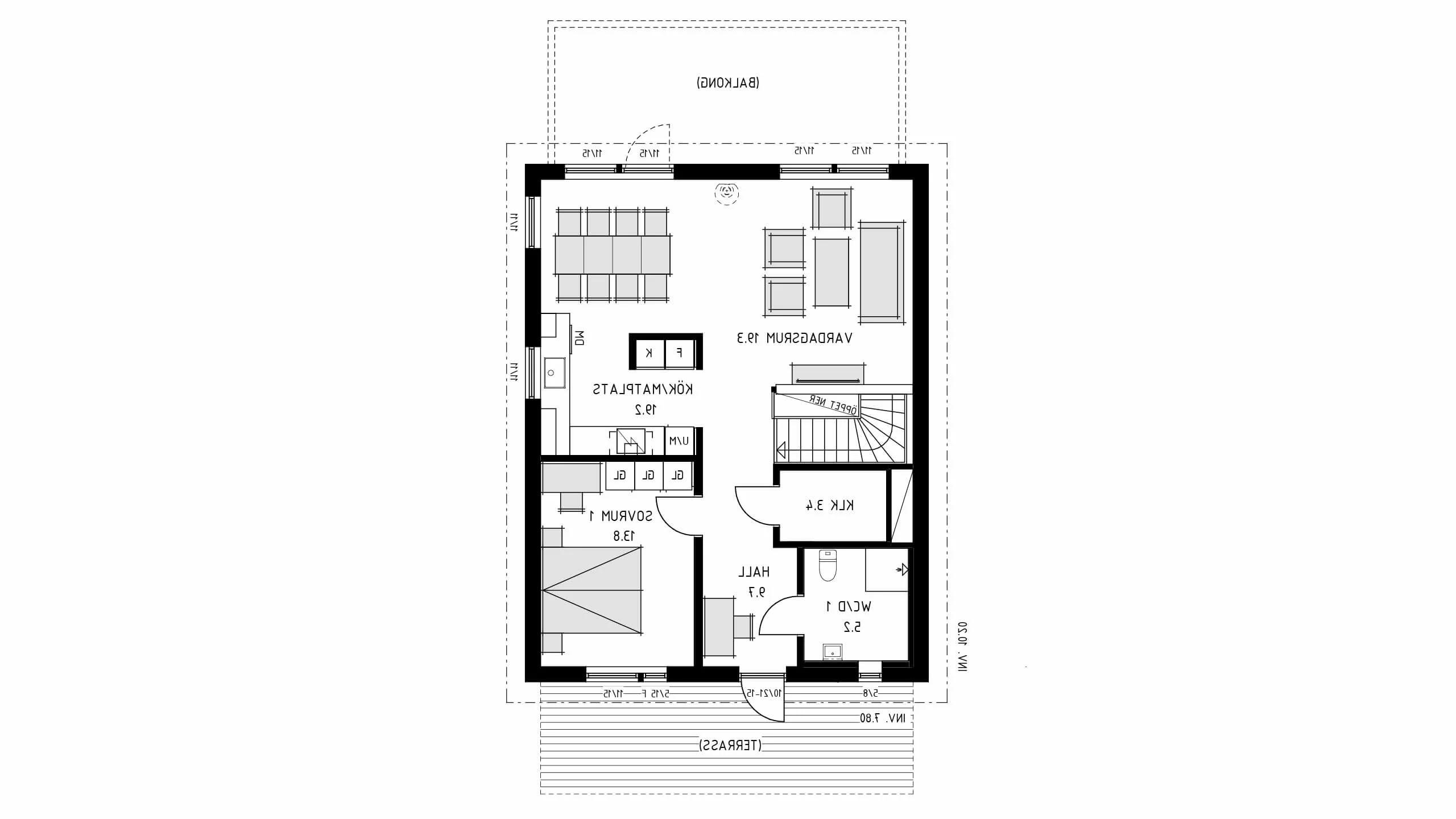 trivselhus sluttningshus villa kullatorp planlosning