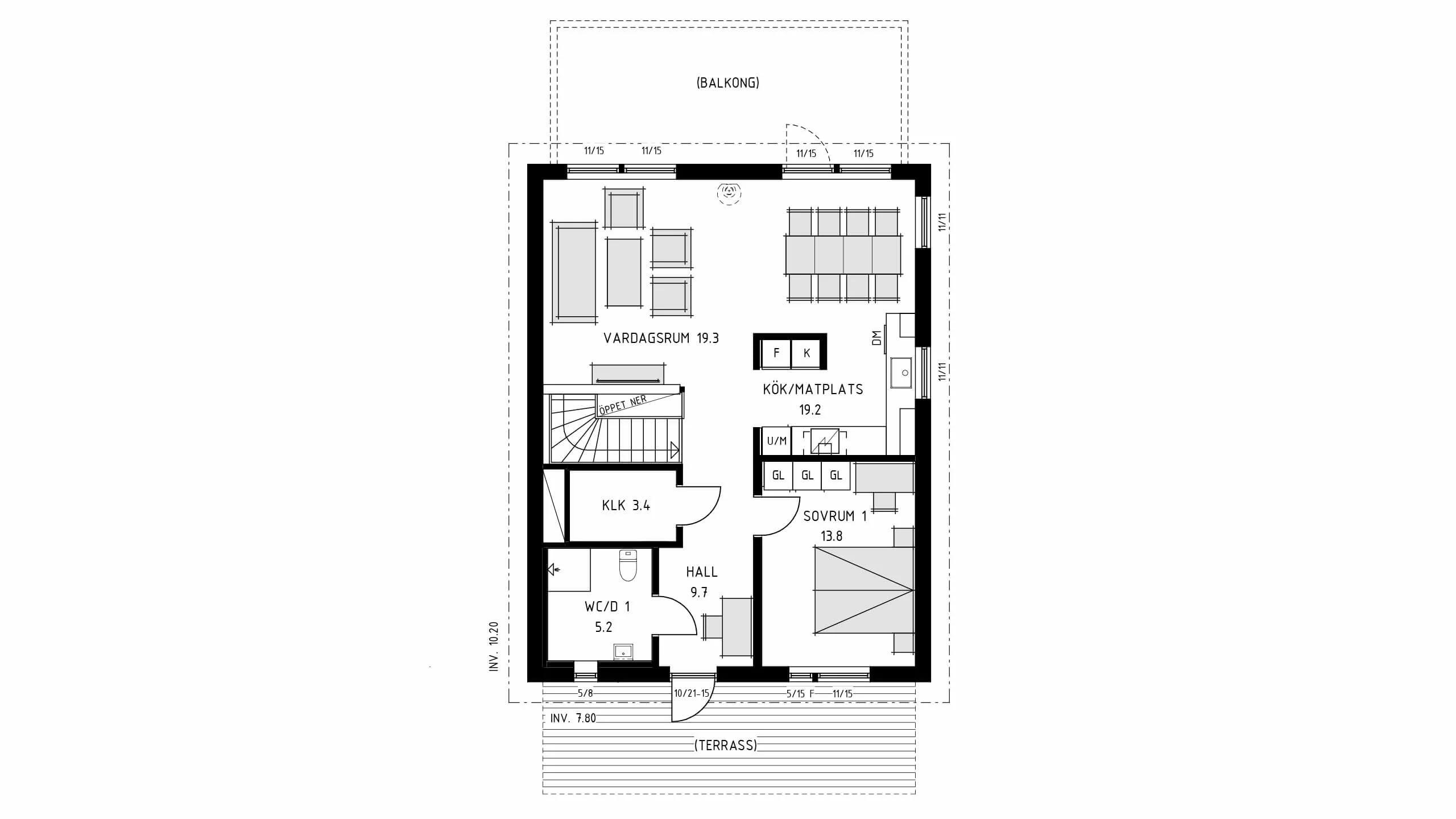 trivselhus sluttningshus villa kullatorp planlosning