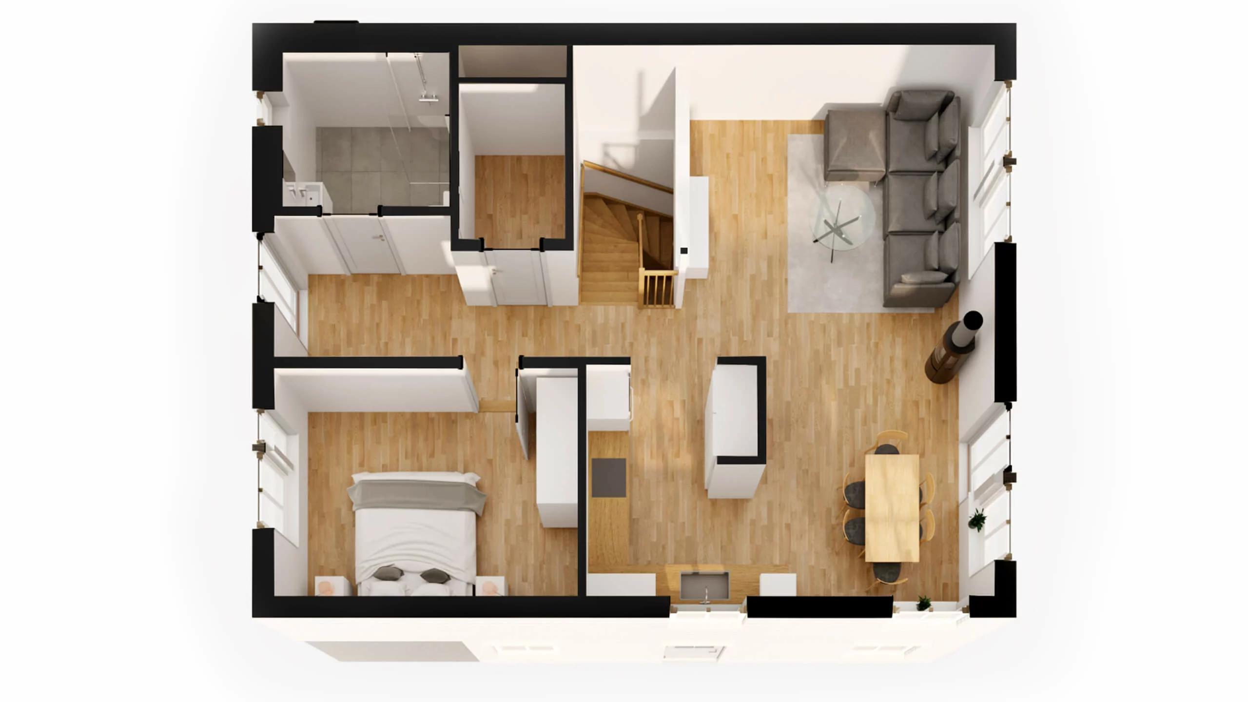 trivselhus sluttningshus villa kullatorp planlosning